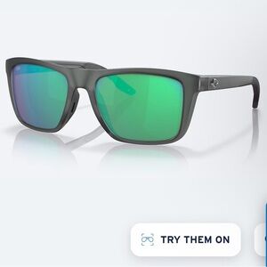 Costa Men's Sunglasses with Green Mirrored Lenses and Black Frame